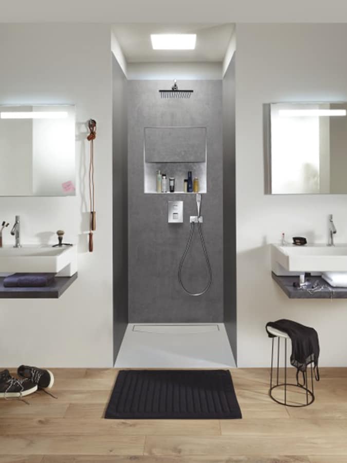 Solución de ducha para evitar los azulejos. Fácil instalación, limpieza y mantenimiento.